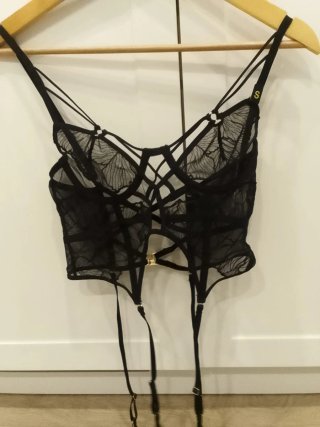 Conjunto lencería negro encaje S