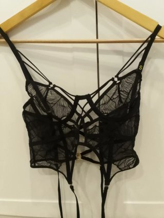 Conjunto lencería negro encaje S