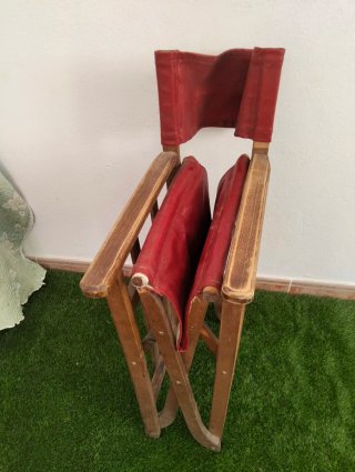 Silla plegable de madera y tela