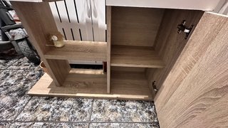 Mueble recibidor madera y blanco