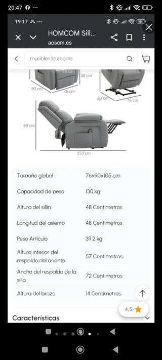 Sillón reclinable eléctrico negro en Donosti