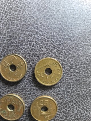 Lote 4 monedas 25 pesetas