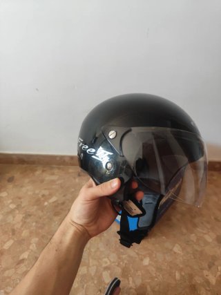 Casco Moto Abierto Negro con Visera