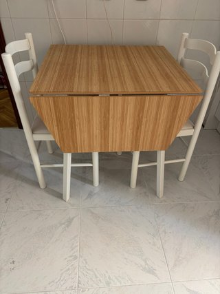 Mesa y 2 Sillas Cocina Bambú Ikea,