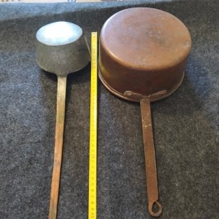 Pentola e ramaiolo in rame