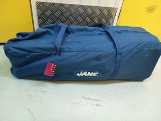 Cuna de viaje azul y naranja