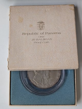 Moneda Plata 20 Balboas Panamá 1971 (129.6 gx0.925