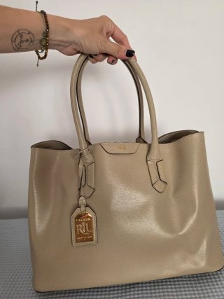Bolso Tote Ralph Lauren Beige Dorado