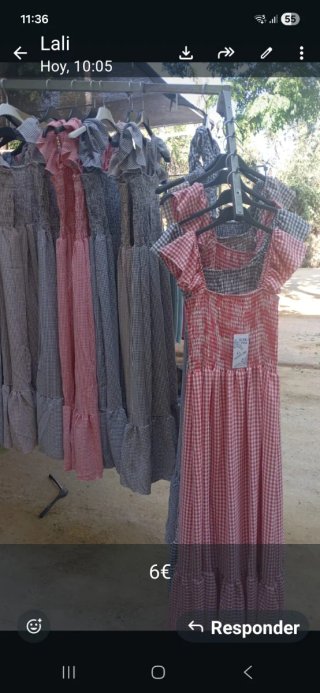 Vestido de cuadros rosa y gris