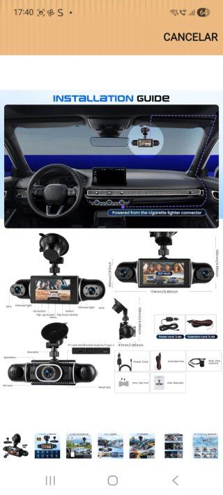 Dashcam 3 Pulgadas WiFi GPS Rotación 360º