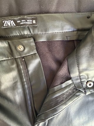 Pantalón Zara Piel Mujer Negro