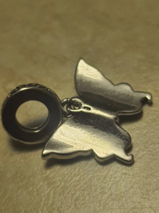 Charm Farfalla Teschio Argento 925 Nero