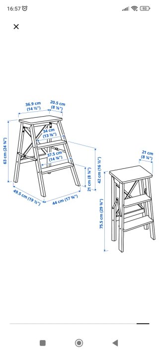 Taburete Escalera Ikea Negro Madera Metal