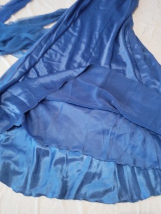 Vestido de fiesta azul mujer, raso y gasa