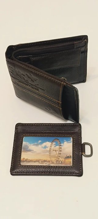 Billetera Monedero Hombre Cuero Marrón