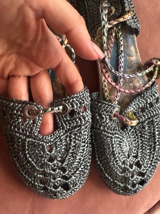 Bailarinas crochet grises y multicolor