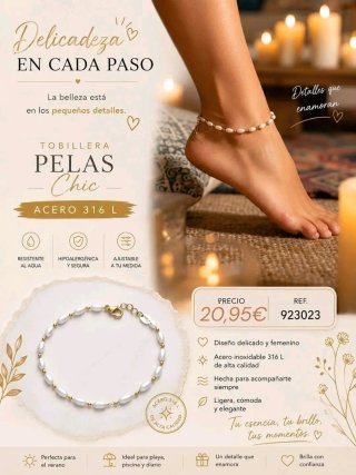 Pulsera Tobillera Pelas bañado en oro