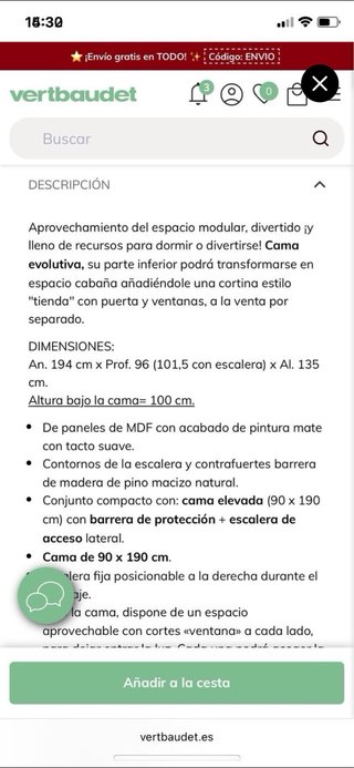 Cama alta infantil niña
