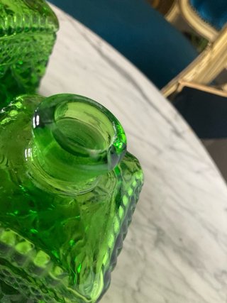 Juego tocador vintage verde cristal