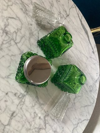 Juego tocador vintage verde cristal