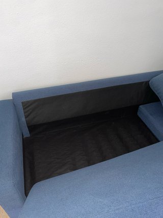 Sofá rinconera azul tela
