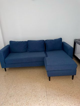 Sofá rinconera azul tela