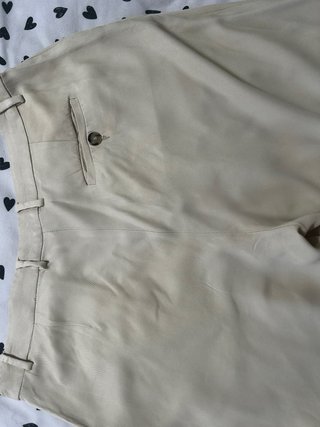 Pantalón ancho beige mujer