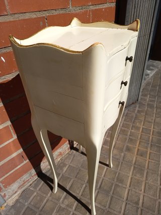 Mesita Auxiliar Francesa Blanca y Dorada