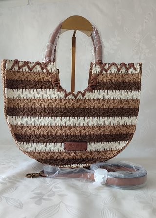 Bolso Rafia Beige y Marrón