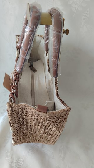 Bolso Rafia Beige y Marrón