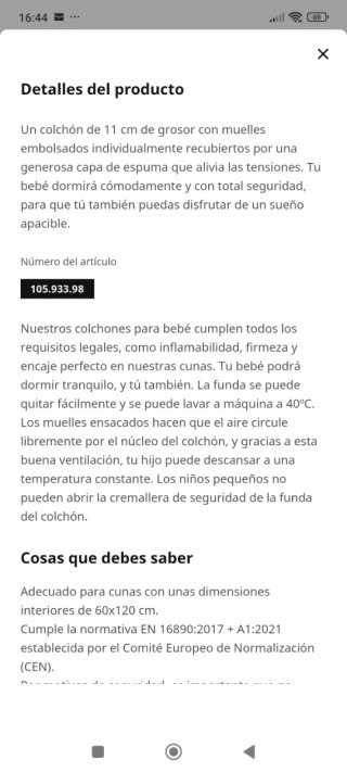 Colchón Cuna Ikea