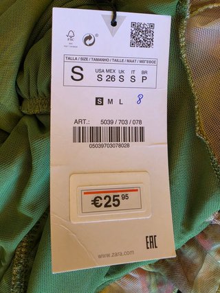 Vestido Zara floral verde talla S