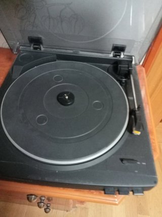 Tocadiscos y 2 Altavoces Negro