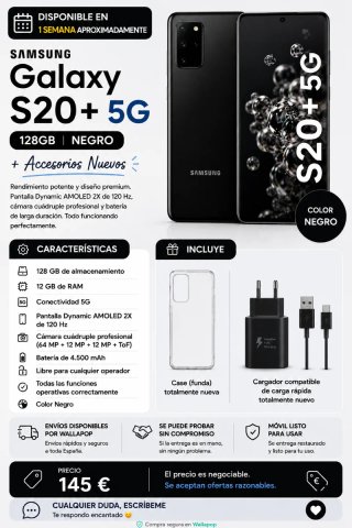 Samsung Galaxy S20+ 5G Negro 128GB