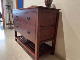 Cómoda madera maciza 2 cajones y balda inferior