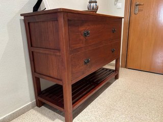 Cómoda madera maciza 2 cajones y balda inferior
