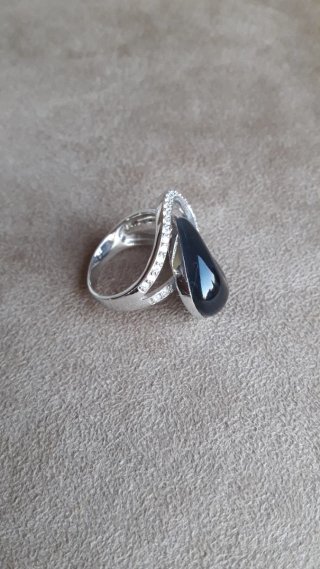 Anillo Plata 925 Ojo de Gato Gris Talla 18
