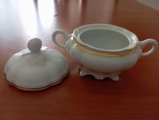 Azucarero Bidasoa Porcelana Dorado