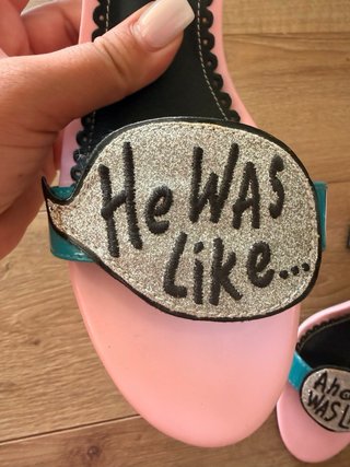 Zapatos ASOS tacón rosa y turquesa