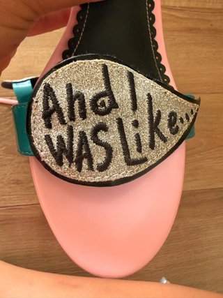 Zapatos ASOS tacón rosa y turquesa