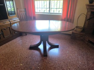 Mesa comedor redonda extensible madera