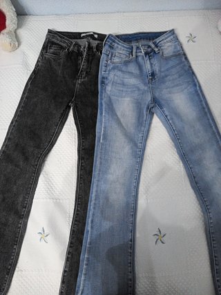 Pack de 2 pantalones vaqueros campana azul y negro