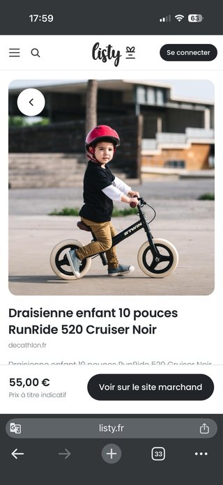 Bicicleta de equilibrio BTWIN RunRide 520 con fren