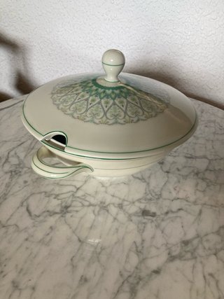 Sopera Vintage Alemana Porcelana Verde