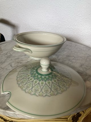 Sopera Vintage Alemana Porcelana Verde
