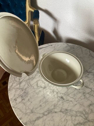 Sopera Vintage Alemana Porcelana Verde