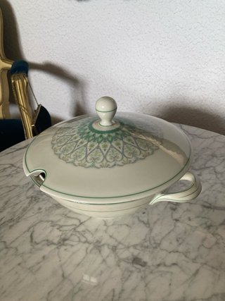 Sopera Vintage Alemana Porcelana Verde