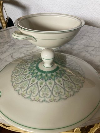 Sopera Vintage Alemana Porcelana Verde