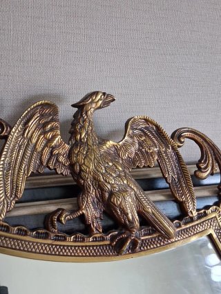 Espejo antiguo bronce águila y querubín
