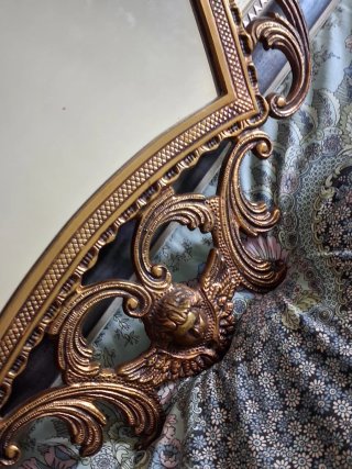 Espejo antiguo bronce águila y querubín